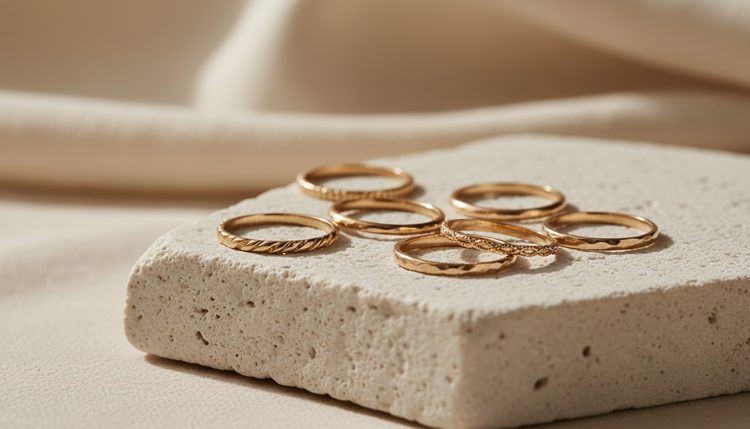 Stack of gold-tone rings